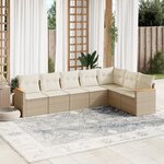 vidaXL Salon de jardin avec coussins 7 Pièces beige résine tressée