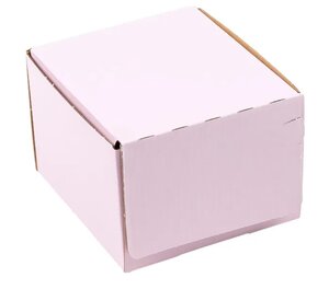 Boîte pliante d'envoi postal rose en micro-cannelé avec bande d'arrachage 11 2 x 12 5 x 8 6 cm