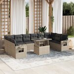 vidaXL Salon de jardin 11 Pièces avec coussins gris clair résine tressée