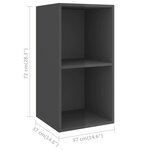 vidaXL Meuble TV mural Gris brillant 37x37x72 cm Bois d’ingénierie
