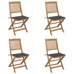 vidaXL Chaises pliables de jardin 4 Pièces avec coussins Bois d'acacia