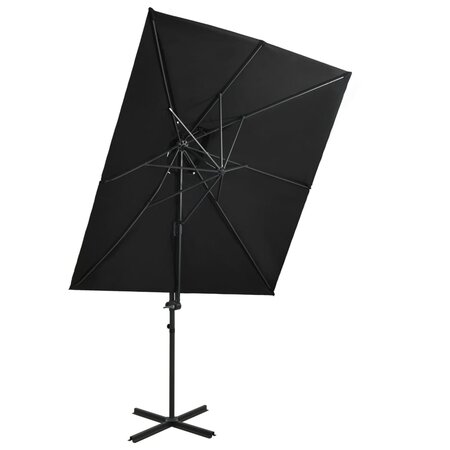 vidaXL Parasol déporté à double toit Noir 250x250 cm