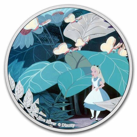 Alice in wonderland - disney 1 oz silver monnaie 2 dollars dollars niue 2021