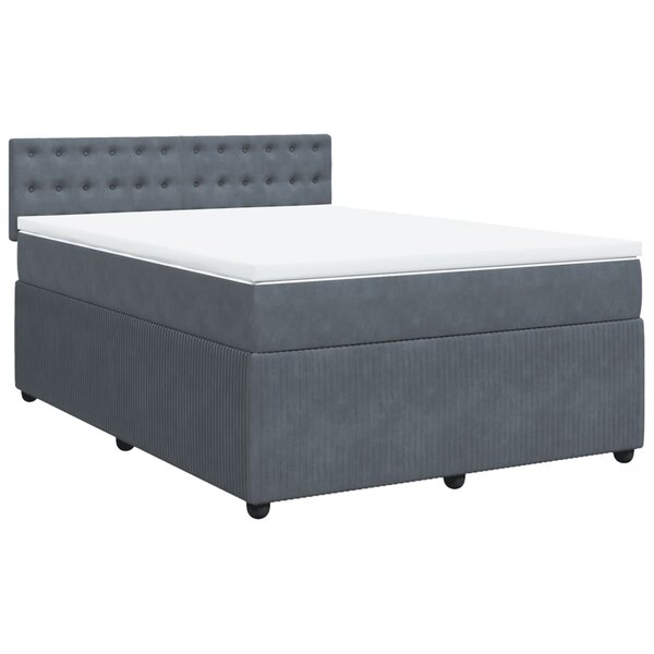 vidaXL Sommier à lattes de lit et matelas Gris foncé 140x200cm Velours