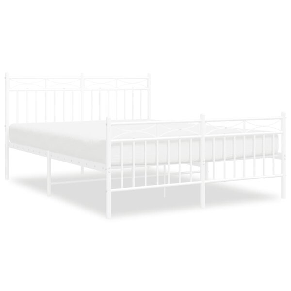 vidaXL Cadre de lit métal avec tête de lit/pied de lit blanc 135x190cm