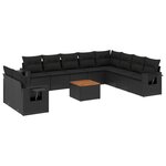 vidaXL Salon de jardin 11 Pièces avec coussins noir résine tressée
