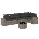 vidaXL Salon de jardin avec coussins 7 Pièces gris résine tressée