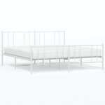 vidaXL Cadre de lit métal sans matelas et pied de lit blanc 183x213 cm