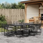 vidaXL Ensemble à manger de jardin 11 Pièces coussins noir résine tressée