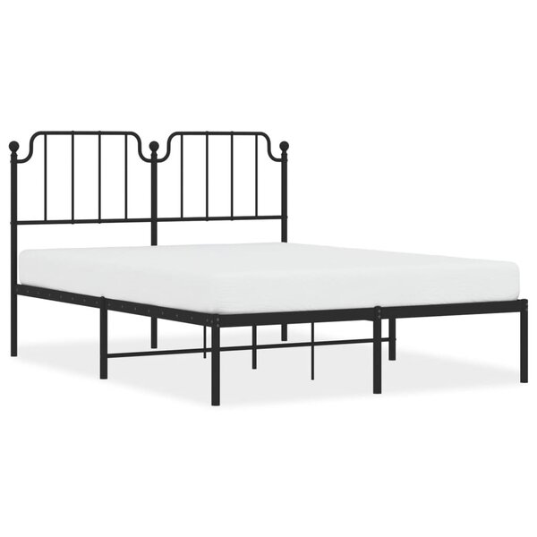 vidaXL Cadre de lit métal avec tête de lit noir 140x190 cm