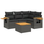 vidaXL Salon de jardin 5 Pièces avec coussins noir résine tressée
