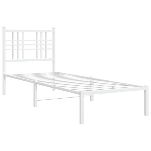 vidaXL Cadre de lit métal avec tête de lit blanc 75x190 cm