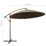 vidaXL Parasol suspendu Taupe 3 m Mât en aluminium