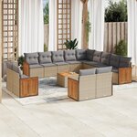 vidaXL Salon de jardin avec coussins 14 Pièces beige résine tressée