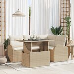 vidaXL Ensemble de canapé de jardin 5 pièces avec coussins beige en rotin synthétique