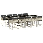 vidaXL Ensemble à manger de jardin 11Pièces avec coussins gris poly rotin