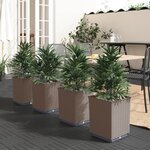 vidaXL Jardinières 4 Pièces marron 30x30x37 cm polypropylène