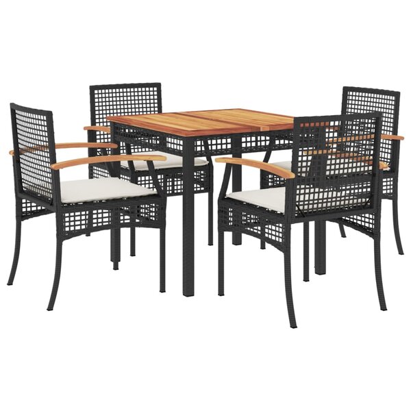 vidaXL Ensemble à manger de jardin coussins 5Pièces Noir Résine tressée