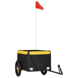 vidaXL Remorque de vélo noir et jaune 30 kg fer