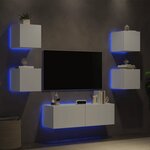 vidaXL Meuble TV muraux 5 Pièces avec lumières LED blanc