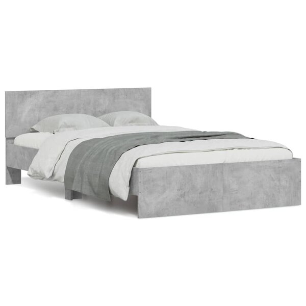 vidaXL Cadre de lit avec tête de lit gris béton 120x190 cm