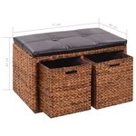 vidaXL Banc avec 2 paniers Jacinthe d'eau 71 x 40 x 42 cm Marron