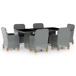 vidaXL Ensemble à manger d'extérieur et coussins 7 Pièces résine tressée
