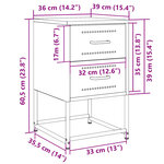 vidaXL Tables de chevet 2 Pièces noir 36x39x60 5 cm acier