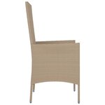 vidaXL Chaises de jardin avec coussins lot de 4 Résine tressée Beige