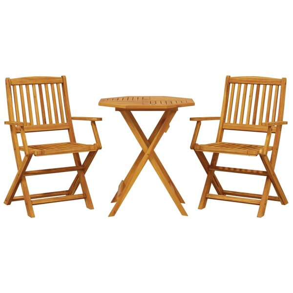vidaXL Ensemble de bistro pliable 3 Pièces bois d'acacia solide
