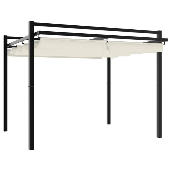vidaXL Tonnelle de jardin avec toit rétractable crème 3x3 m aluminium