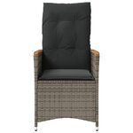 vidaXL Chaise inclinable de jardin avec coussins gris résine tressée