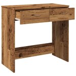 Bureau table poste de travail meuble d'ordinateur informatique étude style vieux bois 80 x 40 x 75 cm bois d'ingénierie brun 02_0023971