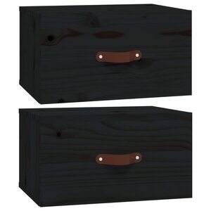 vidaXL Tables de chevet murales 2 Pièces Noir 40x29 5x22 cm