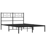 vidaXL Cadre de lit métal avec tête de lit noir 140x200 cm
