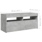 vidaXL Meuble TV avec lumières LED gris béton 90x35x40 cm