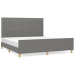 vidaXL Cadre de lit avec tête de lit Gris foncé 160 x 200 cm Tissu