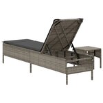 vidaXL Chaise longue avec table et coussin gris résine tressée