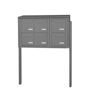 Bloc collectif Leabox 3x2 grade 3 simple face extérieur fixation sur pieds à sceller gris poussière ral 7037 finition brillante