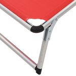 vidaXL Chaise longue pliable avec toit aluminium et textilène rouge