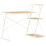 Bureau table poste de travail meuble d'ordinateur informatique étude avec étagère et chêne 116 x 50 x 93 cm blanc 02_0023477