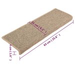 vidaXL Tapis d'escalier auto-adhésifs 15 Pièces Beige foncé 65x21x4 cm