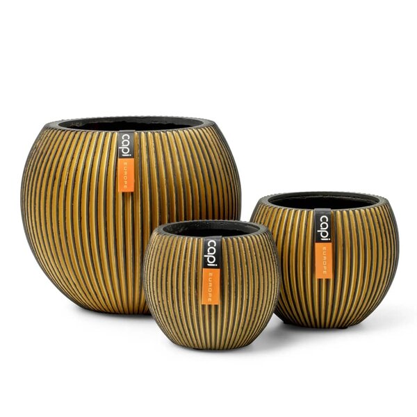 Capi Ensemble de pot de fleurs boule Groove doré
