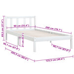 vidaXL Cadre de lit Blanc Bois de pin massif 90x200 cm