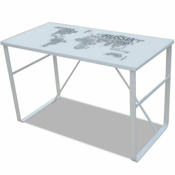 Bureau table meuble travail informatique rectangulaire avec motif de carte du monde 0502064