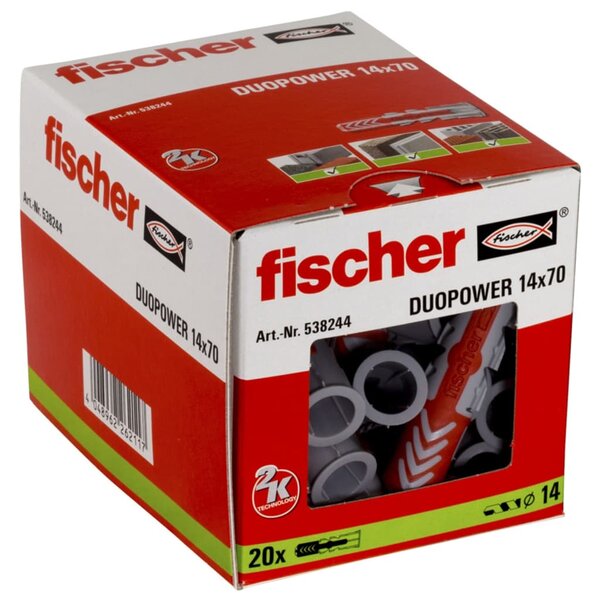 Fischer ensemble de chevilles duopower 14x70 s 20 pcs