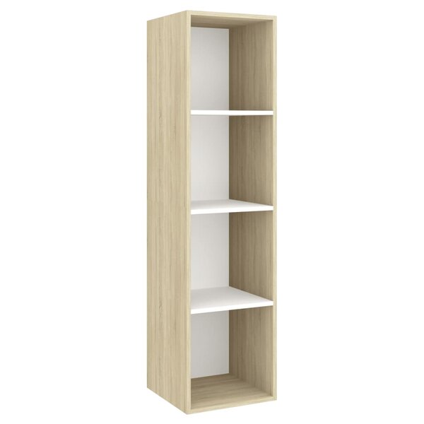 vidaXL Meuble TV mural Blanc et chêne sonoma Bois d’ingénierie
