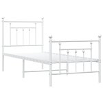vidaXL Cadre de lit métal avec tête de lit/pied de lit blanc 75x190 cm
