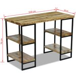 Bureau table poste de travail meuble d'ordinateur informatique étude en bois de manguier 110 x 50 x 76 cm brun 02_0023779