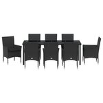 Ensemble de salle à manger de jardin vidaXL 9 pièces avec coussins poly rotin noir